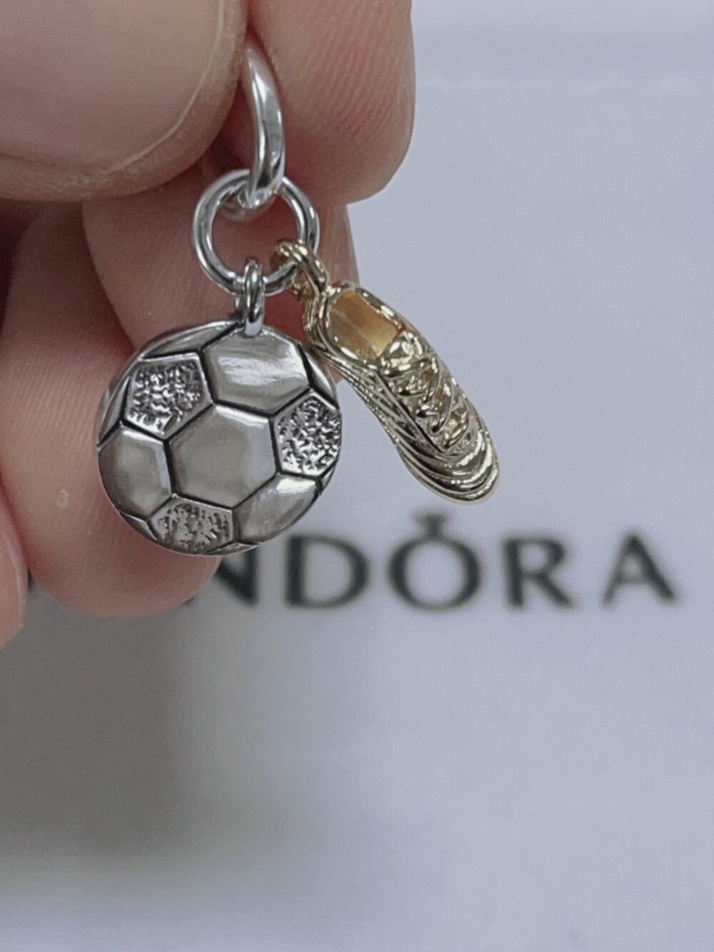 Pandora Two-Tone Soccer Ball & Cleat Double Dangle Charm